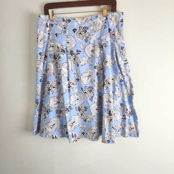 Talbots Dresses & Skirts - Talbots  Blue Floral Flower Lined A Line Midi Skirt Stretch Pleated Size 12